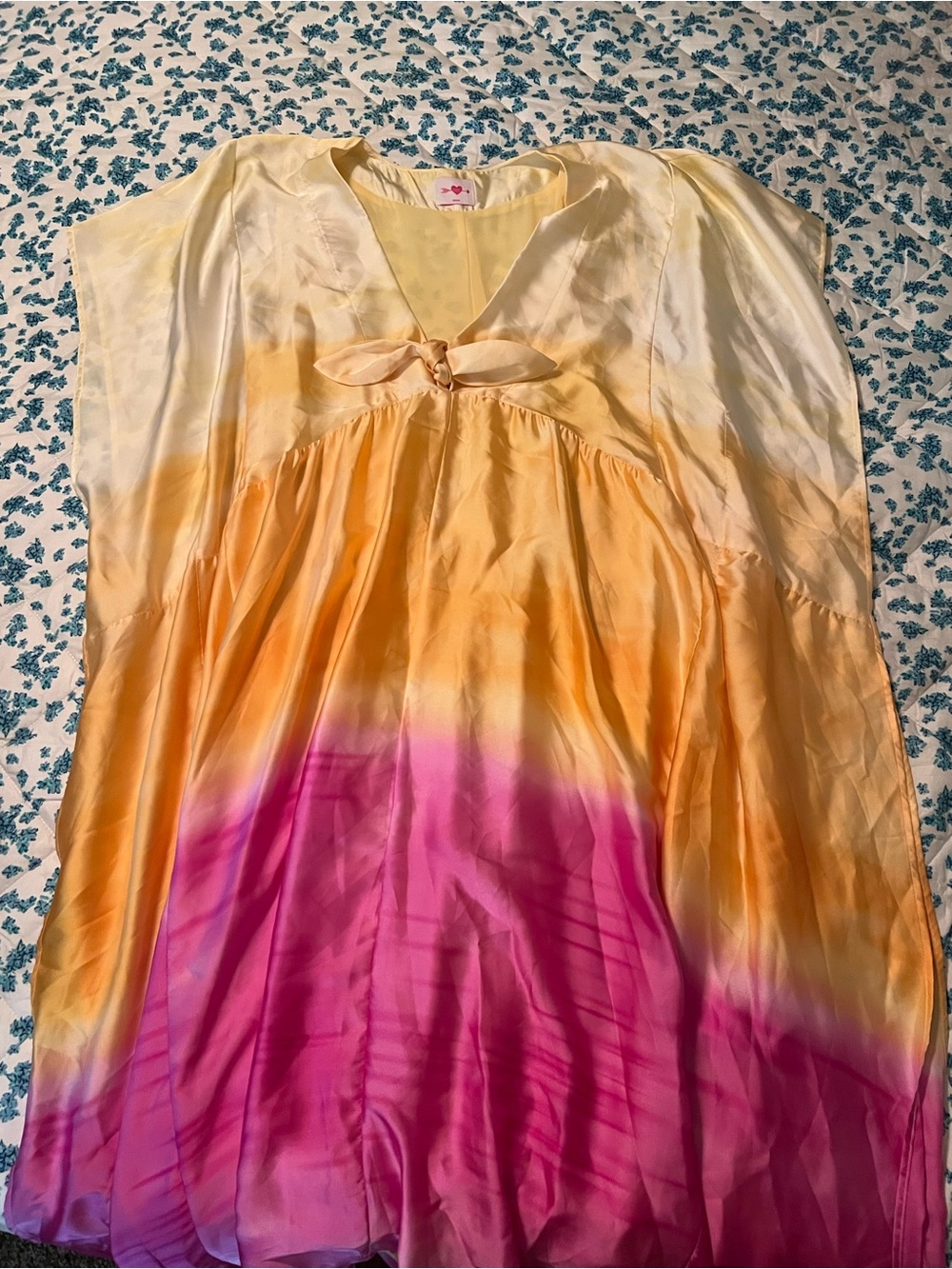 Buddy Love Yellow to Pink Ombre Satin Maxi Tunic